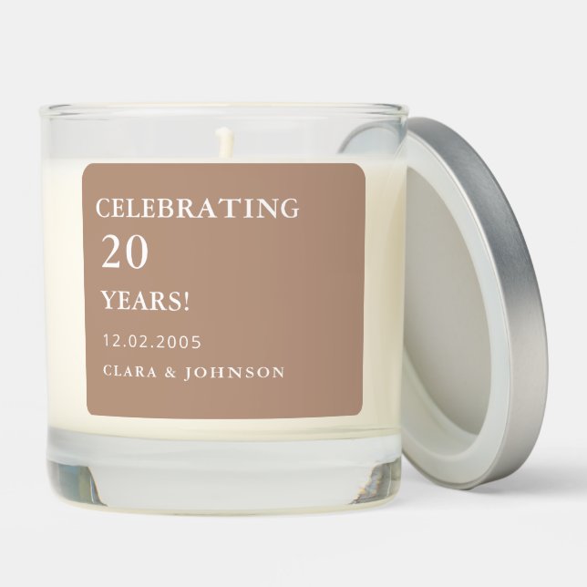 Minimal 20th Wedding Anniversary Gift for Couples Scented Candle (Lid)