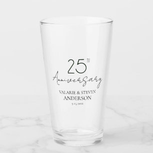 Minimal 25th Wedding Anniversary Glass Cup