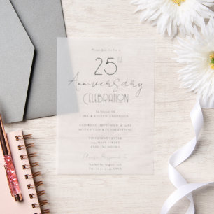 Minimal 25th Wedding Anniversary Vellum Invitations