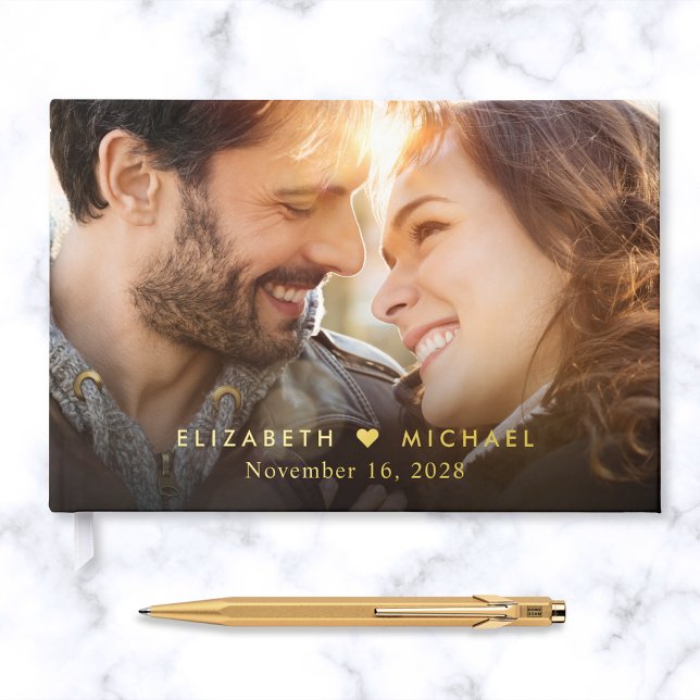 Minimal 2 Photo Wedding Foil Guest Book (Creator Uploaded)