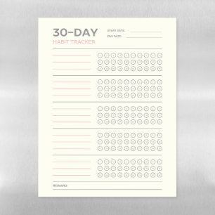 Minimal 30 Day Challenge Habit Tracker Design Magnetic Dry Erase Sheet