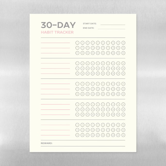 Minimal 30 Day Challenge Habit Tracker Design Magnetic Dry Erase Sheet (Vertical)