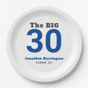 Minimal 30th Birthday Party Paper Plates
