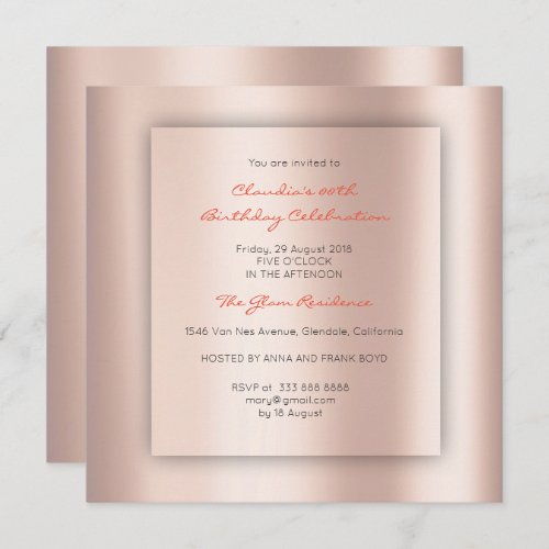 Minimal 3_D Gray Rose Gold Conceptual Coral Invitation