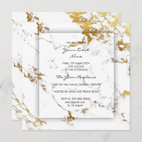 Minimal 3_Faux Gay White Carrara Conceptual Marble Invitation