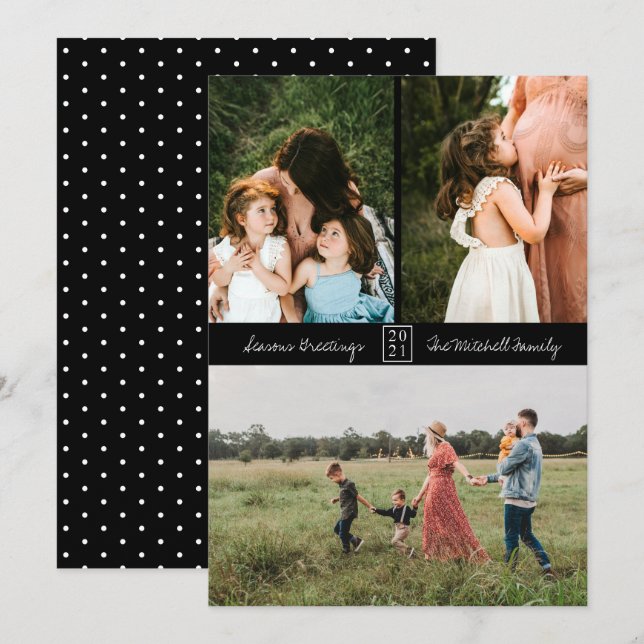 Minimal 3 Photo Black Announcement (Front/Back)