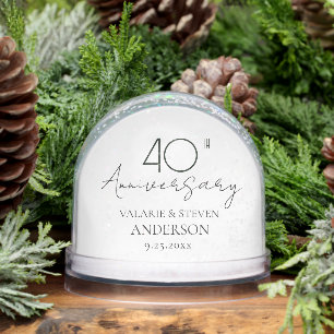 Minimal 40th Wedding Anniversary Photo Snow Globe