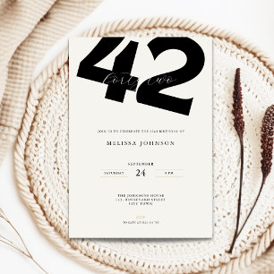 Minimal 42nd Birthday Invitation - Bold Typo