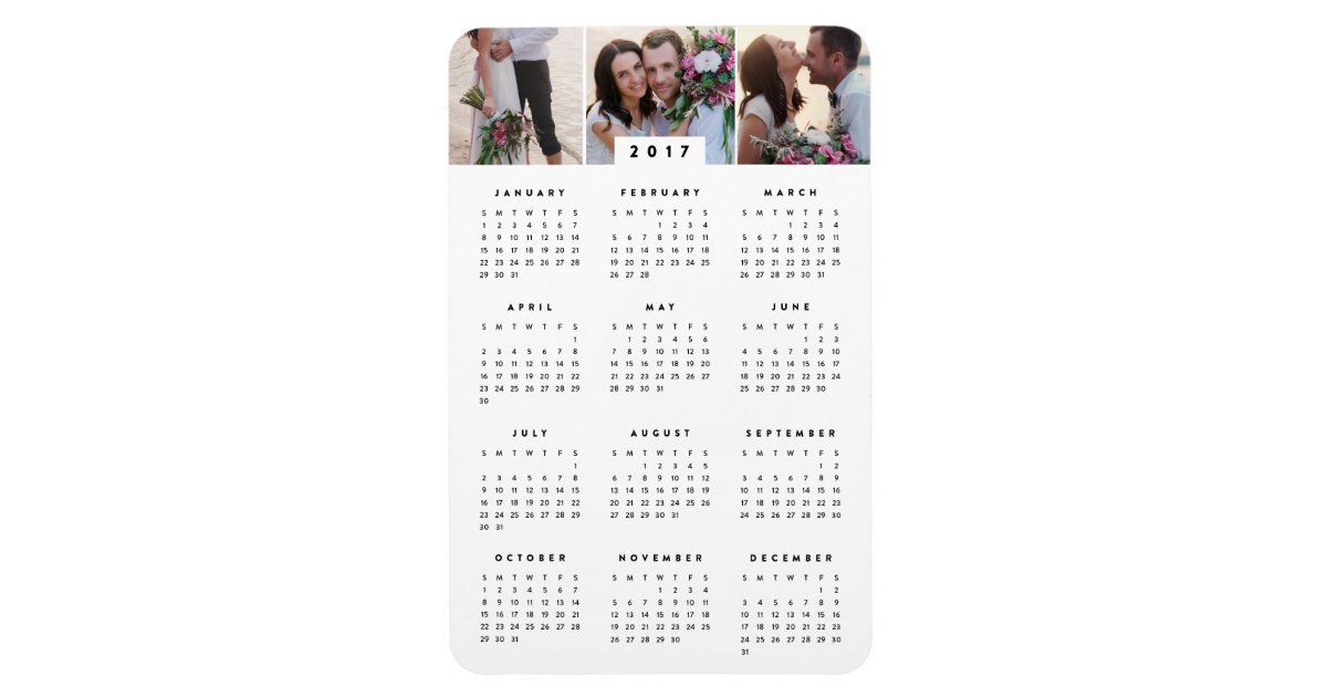 Minimal 4x6 Photo Yearly Calendar Magnet | Zazzle
