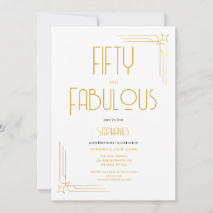 Minimal 50 and Fabulous 50th Birthday Invitation