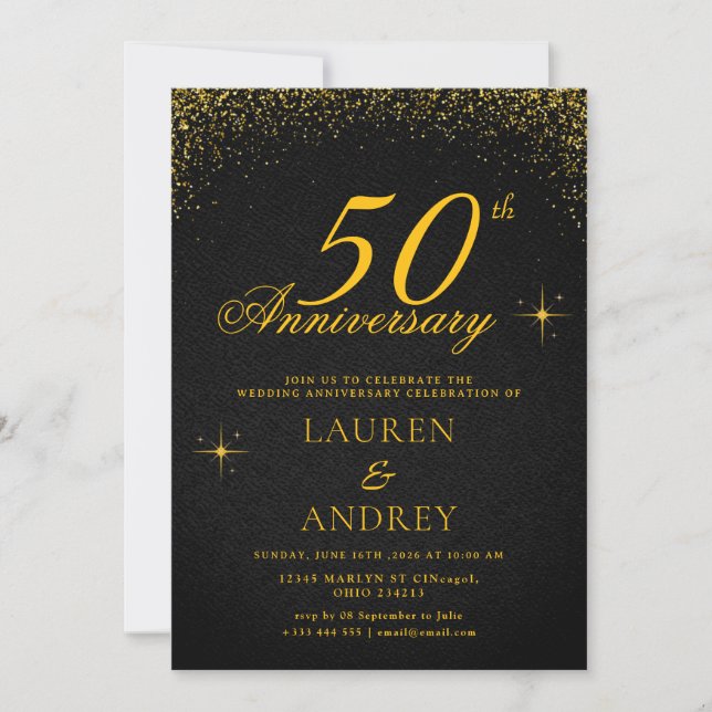 Minimal 50th Wedding Anniversary Invitation (Front)