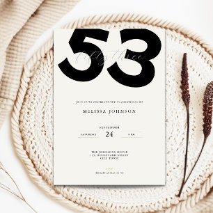 Minimal 53rd Birthday Invitation - Bold Typo