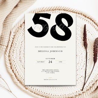 Minimal 58th Birthday Invitation - Bold Typo