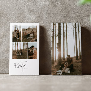 Minimal 5 photo rsvp enclosure card. card