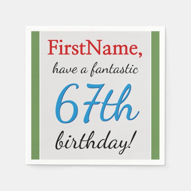 Minimal 67th Birthday Paper Napkins (Front)
