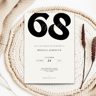 Minimal 68th Birthday Invitation - Bold Typo