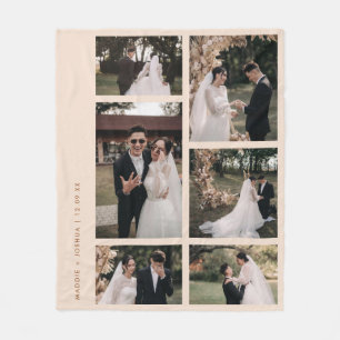 Minimal 6 Couple Photo Collage Neutral Fleece Blanket
