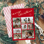 Minimal 7 Photo Collage Script Merry Christmas  Foil Holiday Card<br><div class="desc">Minimal 7 Photo Collage Script Merry Christmas. Click personalize to customize this design with your photos and details.</div>