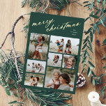 Minimal 7 Photo Collage Script Merry Christmas  Foil Holiday Card<br><div class="desc">Minimal 7 Photo Collage Script Merry Christmas. Click personalize to customize this design with your photos and details.</div>