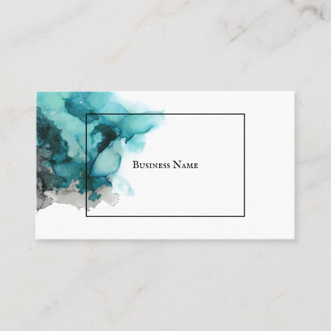 Minimal Abstract Business Card - Teal Blue & Black (Front)