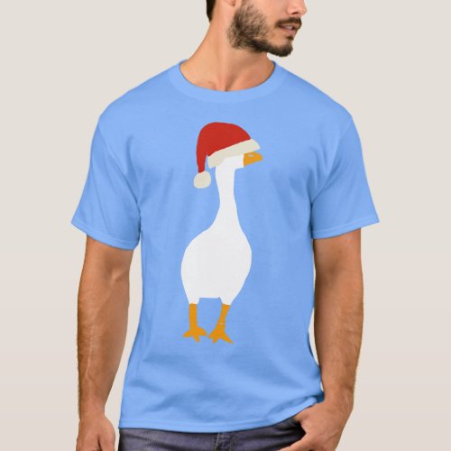 Minimal Abstract Christmas Goose in Santa Hat T_Shirt