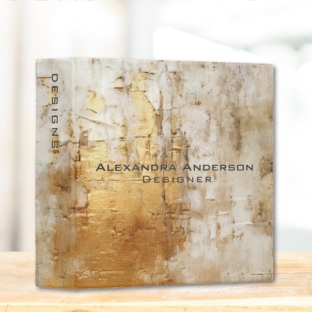 Minimal Abstract Gold Ivory Modern Professional 3 Ring Binder (Minimal Abstract Gold Ivory Modern Professional 3 Ring Binder)