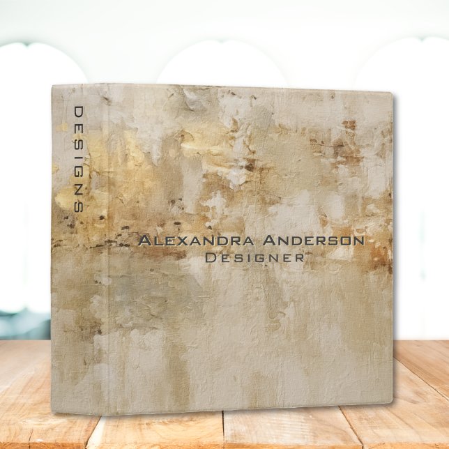 Minimal Abstract Gold Textured Modern Portfolio  3 Ring Binder (Minimal Abstract Gold Textured Modern Portfolio 3 Ring Binder)