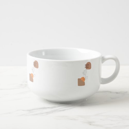 Minimal Abstract Line Art with Earthy Color and Na Soup Mug