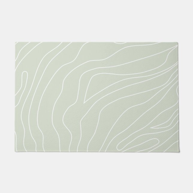 Minimal Abstract Lines Sage Green Doormat (Front)