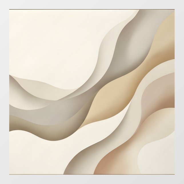 Minimal Abstract Neutral Waves Canvas Wall Art Wall Decal (Front)