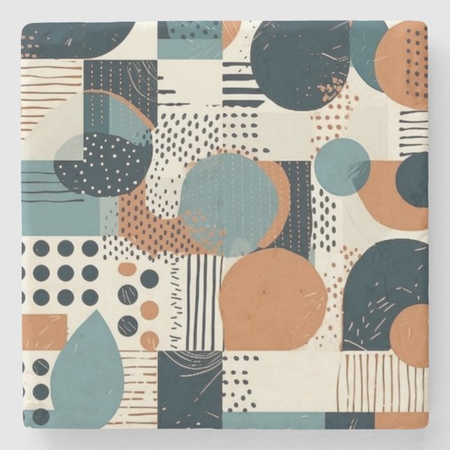 Minimal Abstract Seamless Pattern - Geometric (14) Stone Coaster (Front)