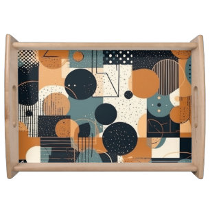 Minimal Abstract Seamless Pattern - Geometric (15) Serving Tray