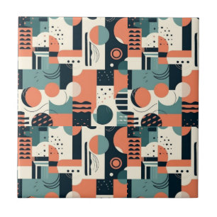 Minimal Abstract Seamless Pattern - Geometric (1) Ceramic Tile