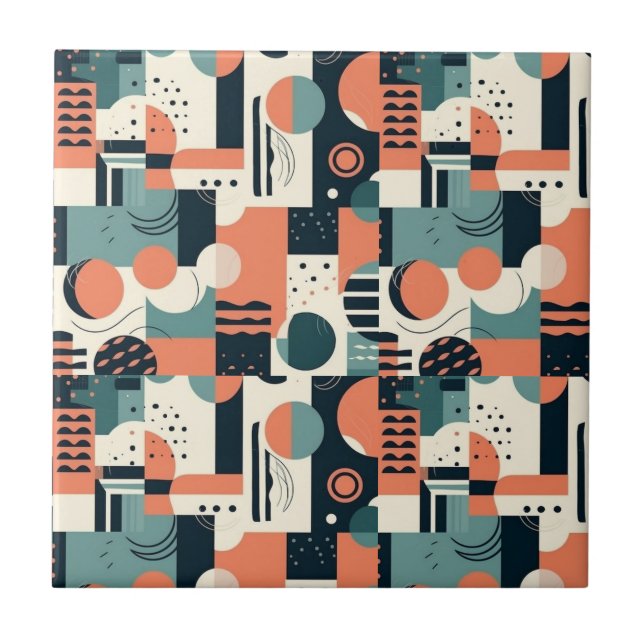 Minimal Abstract Seamless Pattern - Geometric (1) Ceramic Tile (Front)