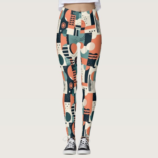 Minimal Abstract Seamless Pattern - Geometric (1) Leggings (Front)