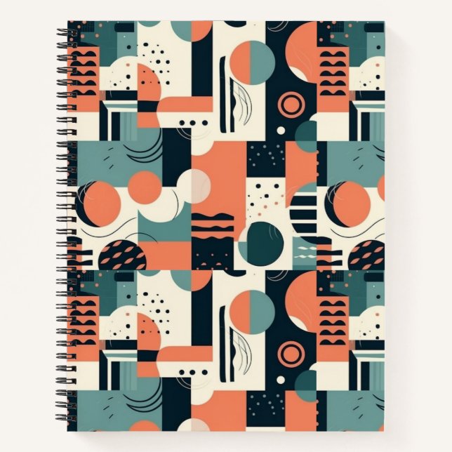 Minimal Abstract Seamless Pattern - Geometric (1) Notebook (Front)