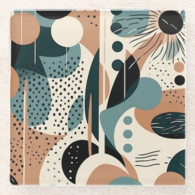 Minimal Abstract Seamless Pattern - Geometric (9) Glass Coaster (Front)