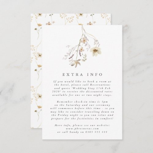 Minimal Abundance Dried Wildflower Pampas Wedding Enclosure Card