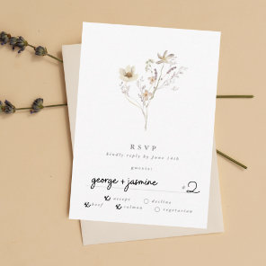 Minimal Abundance Dried Wildflower Pampas Wedding RSVP Card