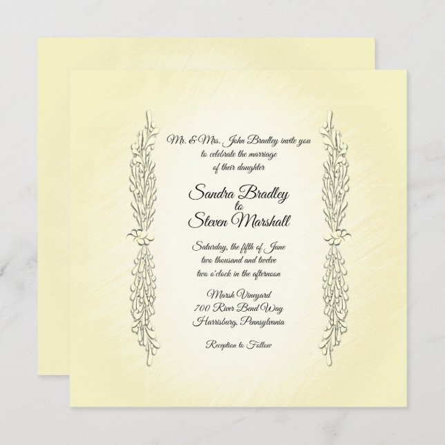 Minimal Accents Yellow Wedding Invitation (Front/Back)
