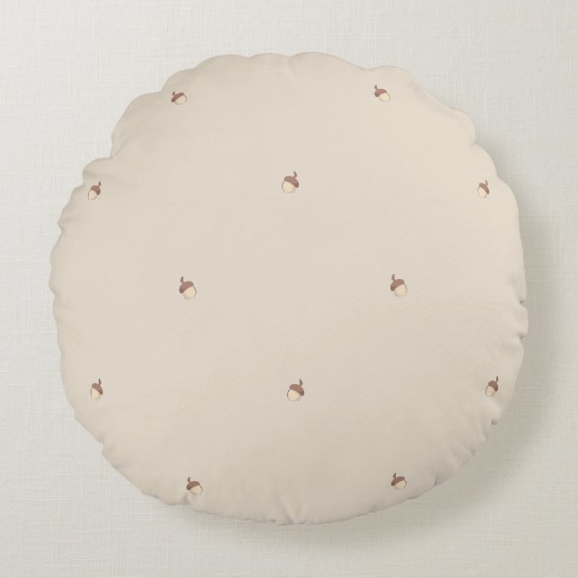 Minimal Acorn Pattern Pillow - Round (Front)