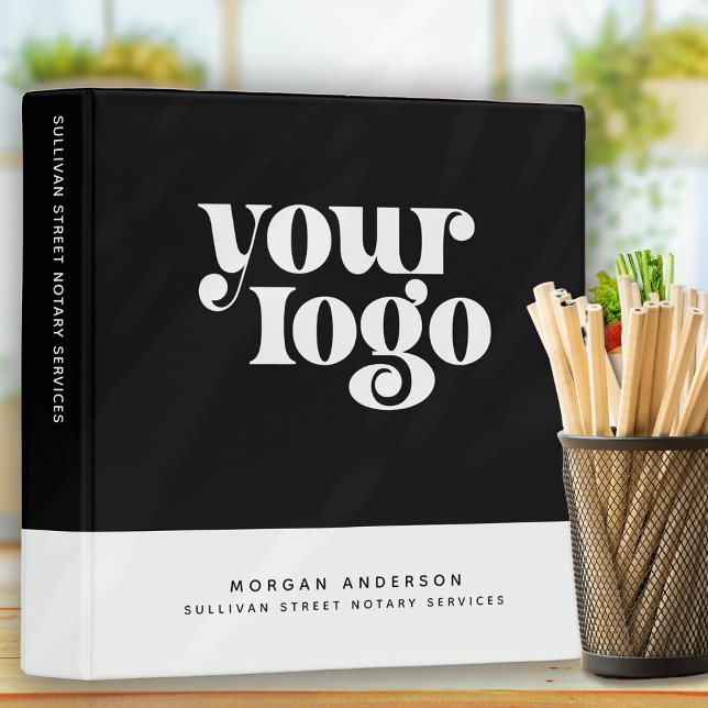 Minimal Add Your Logo Black and White QR Code 3 Ring Binder (Creator Uploaded)