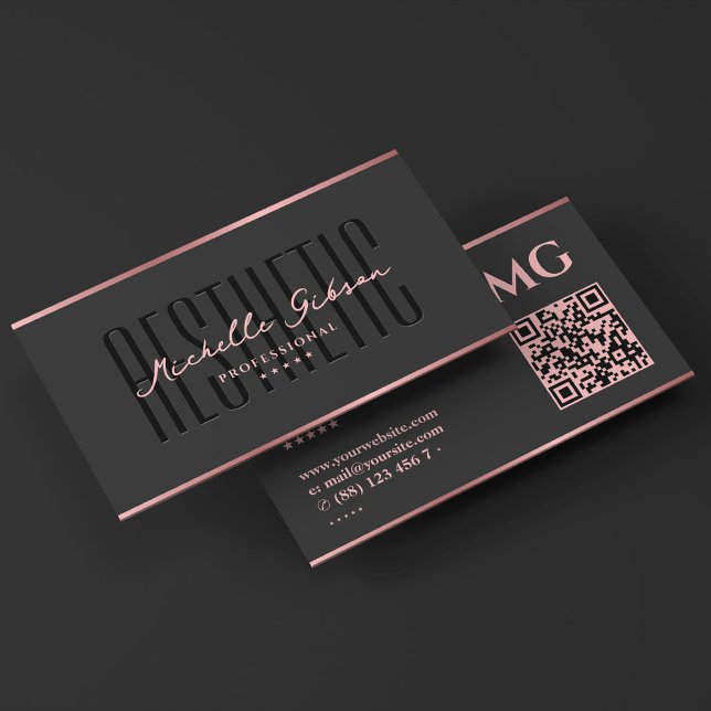 Minimal Aesthetic Pink Black Professional Beauty Business Card (Minimal Aesthetic Pink Black Professional Beauty Business Card
)
