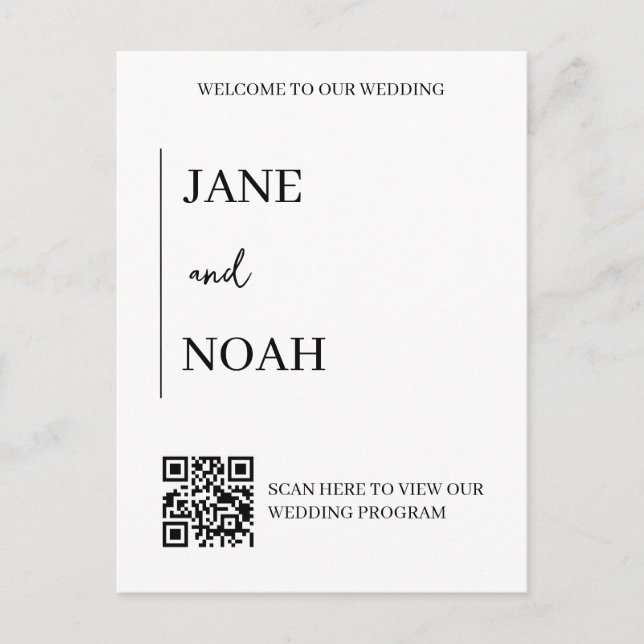 Minimal Aesthetic Wedding Invites with QR Code (Front)
