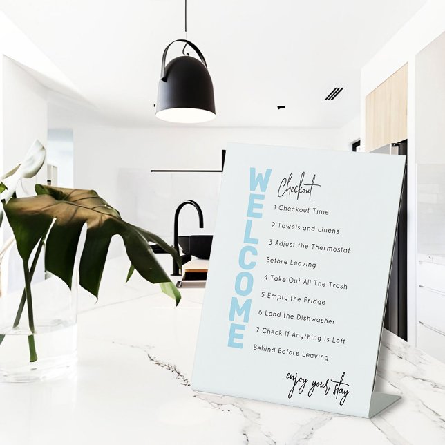 Minimal Airbnb Checkout Pedestal Sign (Creator Uploaded)
