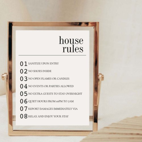 Minimal Airbnb House Rules Sign Template