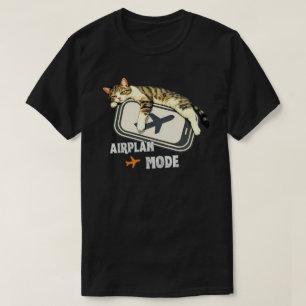 Minimal Airplane Mode Cat Design T-Shirt