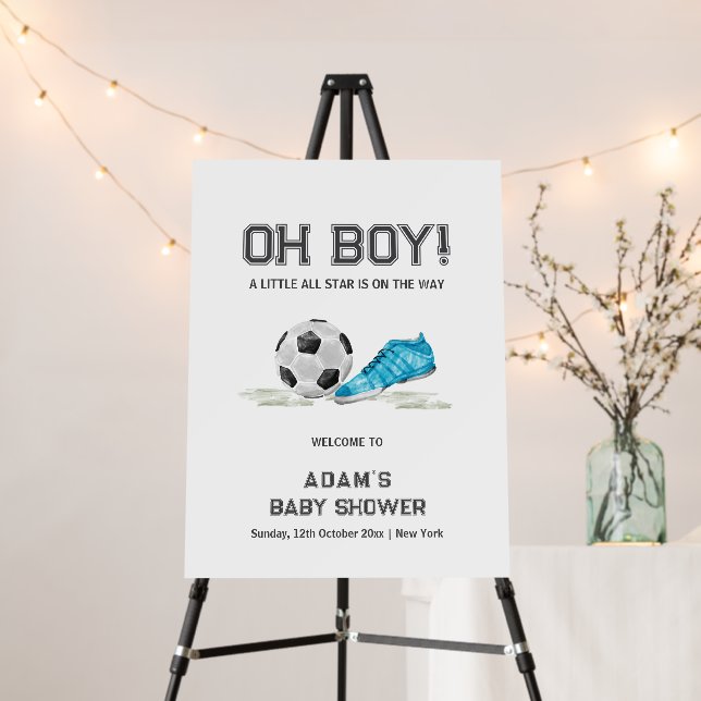 Minimal All Star Soccer Baby Shower Welcome Sign (In Situ (Stand))