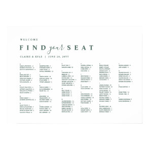 Minimal Alphabetical Green Wedding Seating Chart