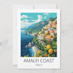 Minimal Amalfi Coast Italy Vintage Travel Card